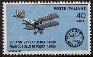 Centenario del 1° francobollo di posta aerea al mondo - L. 40