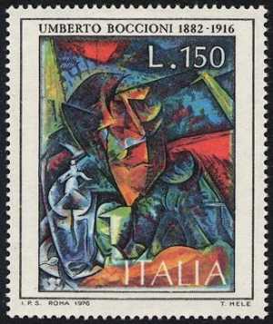 Arte italiana - ' Figura di donna a tavola ' - U. Boccioni