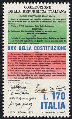 30° Anniversario della Costituzione della Repubblica - stralcio dlla Costituzione