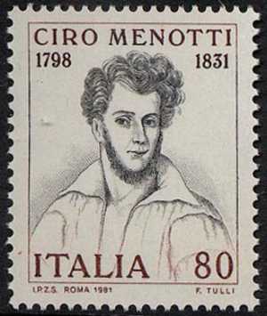 150° Anniversario della morte di Ciro Menotti - incisione dell'800
