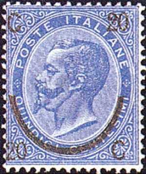 1865 - francobollo precedente del 1863 sovrastampato con nuovo valore