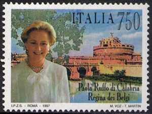 Paola Ruffo di Calabria - Regina dei Belgi - emissione congiunta con il Belgio - ritratto della Sovrana e Castel Sant'Angelo