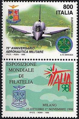 «Italia '98» - Esposizione Mondiale di Filatelia, Milano - «Giornata delle Forze Armate» - 75° dell'Aeronautica