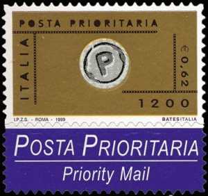 Posta Prioritaria - serie ordinaria - autoadesivo - L. 1200 - € 0,62