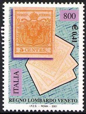 Celebrazione dei primi francobolli del Regno Lombardo Veneto - il 5 centesimi