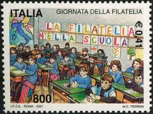 Giornata della filatelia - alunni a scuola