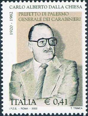 20° Anniversario della morte di Carlo Alberto Dalla Chiesa, Prefetto di Palermo e Generale dei Carabinieri ucciso dalla mafia il 3 settembre 1982 a Palermo