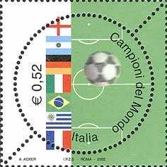 Lo sport italiano - Nazionali campioni del mondo di calcio nel XX secolo - Emissione congiunta con Argentina, Brasile, Francia, Germania ed Uruguay