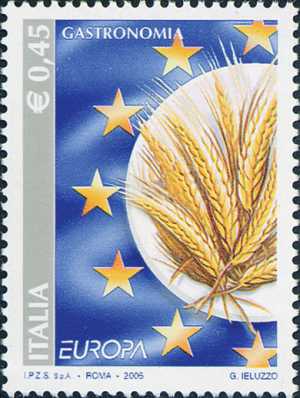 Europa - 50ª serie - Gastronomia - Piatto con spighe di grano