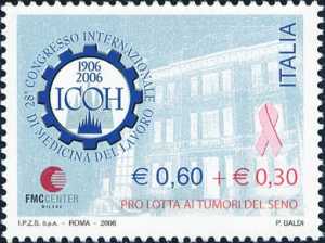 28° Congresso Internazionale di Medicina del Lavoro - Sovrattassa a favore della lotta ai tumori del seno - Logo e Clinica «Luigi Devoto» di Milano