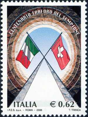 Centenario dell'inaugurazione del Traforo del Sempione - bandiere italiana e svizzera
