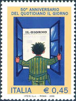 Cinquantenario del quotidiano «Il Giorno» - manifesto di Raymond Savignac del 1956