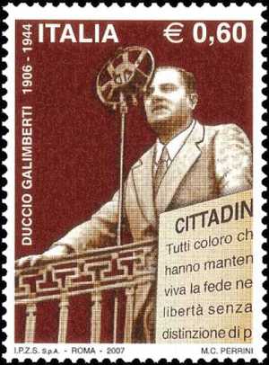 Centenario della nascita di Duccio Galimberti - comandante partigiano della Resistenza - ritratto durante un discorso a Cuneo