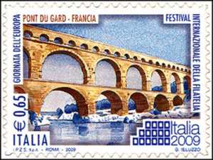 Festival Internazionale della filatelia « Italia 2009» - Giornata dell'Europa - Pont du Gard, Francia