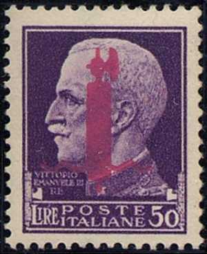 1944 - Repubblica Sociale Italiana - francobollo del 1929 con soprastampa fascio - emissione di Firenze