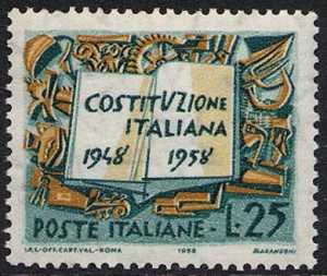 Decennale della Costituzione Italiana - L. 25