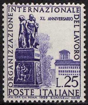 40° Anniversario della Organizzazione Internazionale del Lavoro - Sede di Ginevra - L. 25