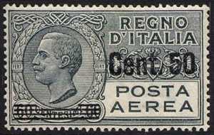 Posta aerea - Francobolli del 1926 sovrastampati con nuovo valore