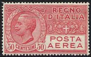 Posta aerea - Effigie di Vittorio Emanuele III entro un ovale - 50 c.