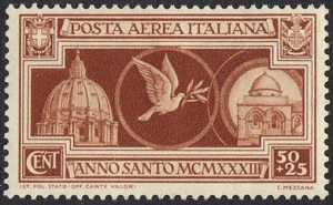 Posta aerea - Anno Santo 1933-34 - sovrapprezzo a favore del Santo Sepolcro