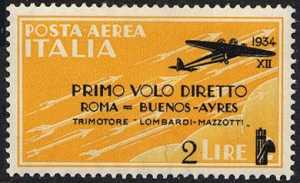Primo volo diretto Roma-Buenos Aires - tipo del 1930 sovrastampato