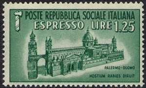 1944 - R.S.I. - Espresso - Monumenti distrutti - Duomo di Palermo