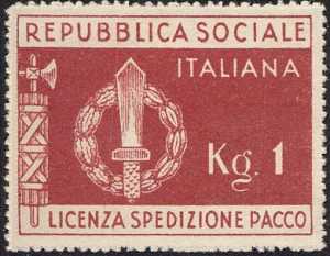 1944 - FRANCHIGIA MILITARE - R.S.I. - perforato a zig zag