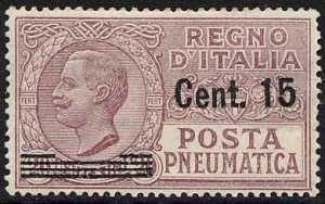 1927 - Posta Pneumatica - Regno - francobolli del 1925  soprastampati