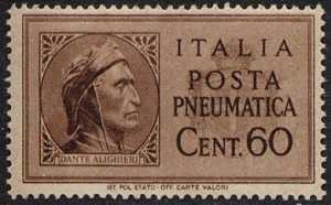 1945  - Posta Pneumatica - Luogotenenza -  tipi del 1933 - stemma reale senza fasci - Dante Alighieri