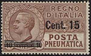 1924 - Posta Pneumatica - Regno - francobolli del 1913-23 soprastampati