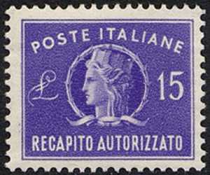 1949 - Recapito autorizzato - Repubblica - «Italia turrita» -  formato ridotto