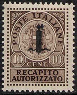 1944 - Recapito autorizzato - R.S.I. - tipo del 1930  soprastampato con il solo fascio