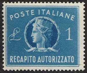 1947 - Recapito autorizzato - Repubblica - «Italia turrita» - grande formato