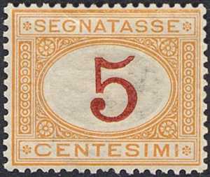 1890 / 94 - Segnatasse Regno - tipi del 1870  - nuove tirature in colori diversi e valore complementare