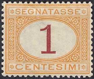 1870 - Segnatasse Regno - cifra carmionio o bruna  in contorno ovale