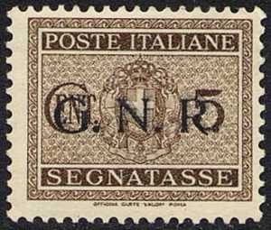 1943-44  - G.N.R.  Segnatasse - Francobolli del 1934   -   sovrastampati G.N.R. 