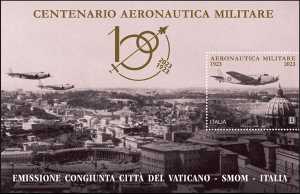 Aeronautica Militare Italiana - Centenario della costituzione - emissione congiunta con Città del Vaticano e Sovrano Militare Ordine di Malta