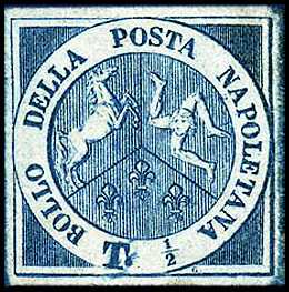 1860 - Dittatura - francobollo precedente da ½ grano - valore modificato in ½ tornese e colore cambiato