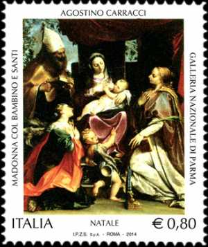 Il Santo Natale - Madonna con il Bambino e Santi - Agostino Carracci