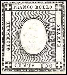 1861 - Cifra impressa a secco in rilievo in ovale bianco