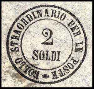 1854 - Segnatasse per giornali - Bollo circolare impresso a mano