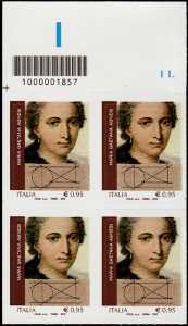 Eccellenze del sapere -  Maria Gaetana Agnesi - quartina con codice a barre n° 1857