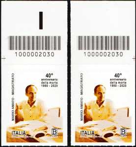 Il Senso Civico - magistrato Mario Amato - 40° Anniversario della morte - coppia di francobolli con codice a barre n° 2030 in ALTO destra-sinistra