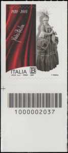 Fedora Barbieri - Centenario della nascita - francobollo con codice a barre n° 2037 in BASSO a sinistra
