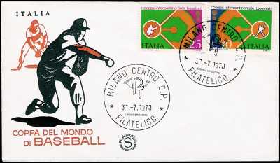 1973 - 1° coppa intercontinentale di baseball - busta 1° giorno di emissione - Busta  FDC Filigrano