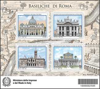 Eccellenze del patrimonio culturale italiano - Le Basiliche di Roma - foglietto