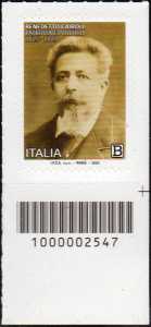 Benedetto Cairoli : patriota e politico - bicentenario della nascita - francobollo con codice a barre n° 2547  in  BASSO  a  destra