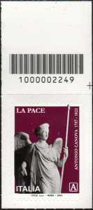 Antonio Canova - Bicentenario della scomparsa - francobollo con codice a barre n° 2249 in  ALTO a destra