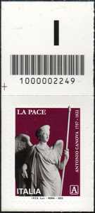 Antonio Canova - Bicentenario della scomparsa - francobollo con codice a barre n° 2249 in  ALTO a sinistra