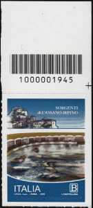 Le sorgenti di Cassano Irpino - francobollo con codice a barre n° 1945 in ALTO a destra